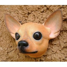 Brown Chihuahua Dog Mask Hand-Carved Wood Wall Décor Original Art NOVICA Bali   382542001126